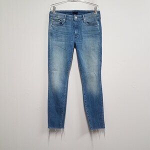 Mother Denim Jeans Blue Womens 28 Looker Ankle Fray When Sparks Fly 1431-505